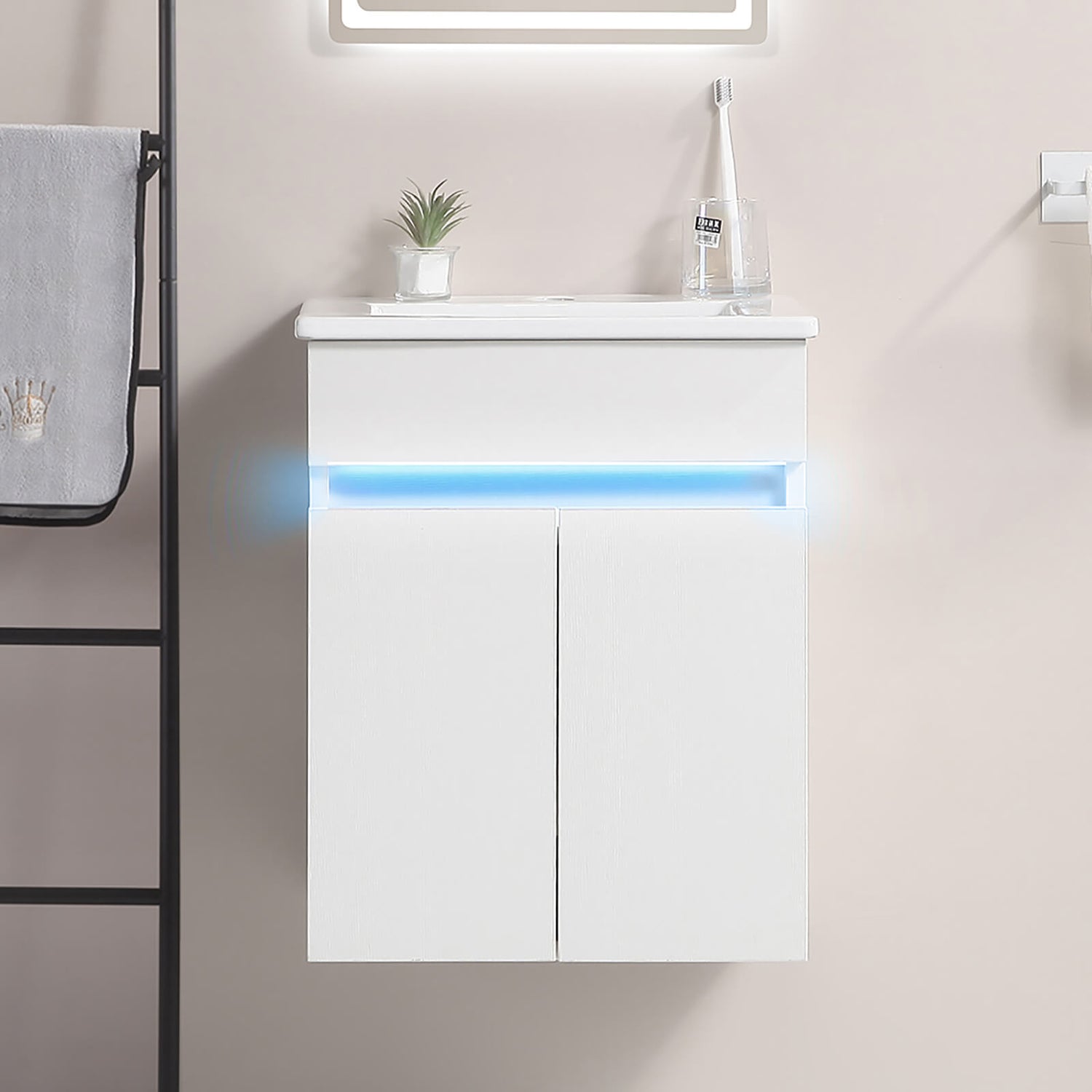 16 in Wall Mounted Vanity with Built In Motion Sensor Light