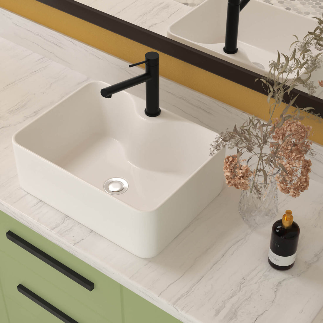16 in x 12 in Glossy White Ceramic Bathroom Sink