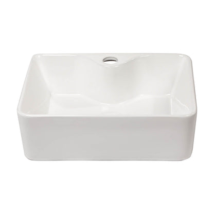 16 inch glossy white ceramic vessel bathroom sink