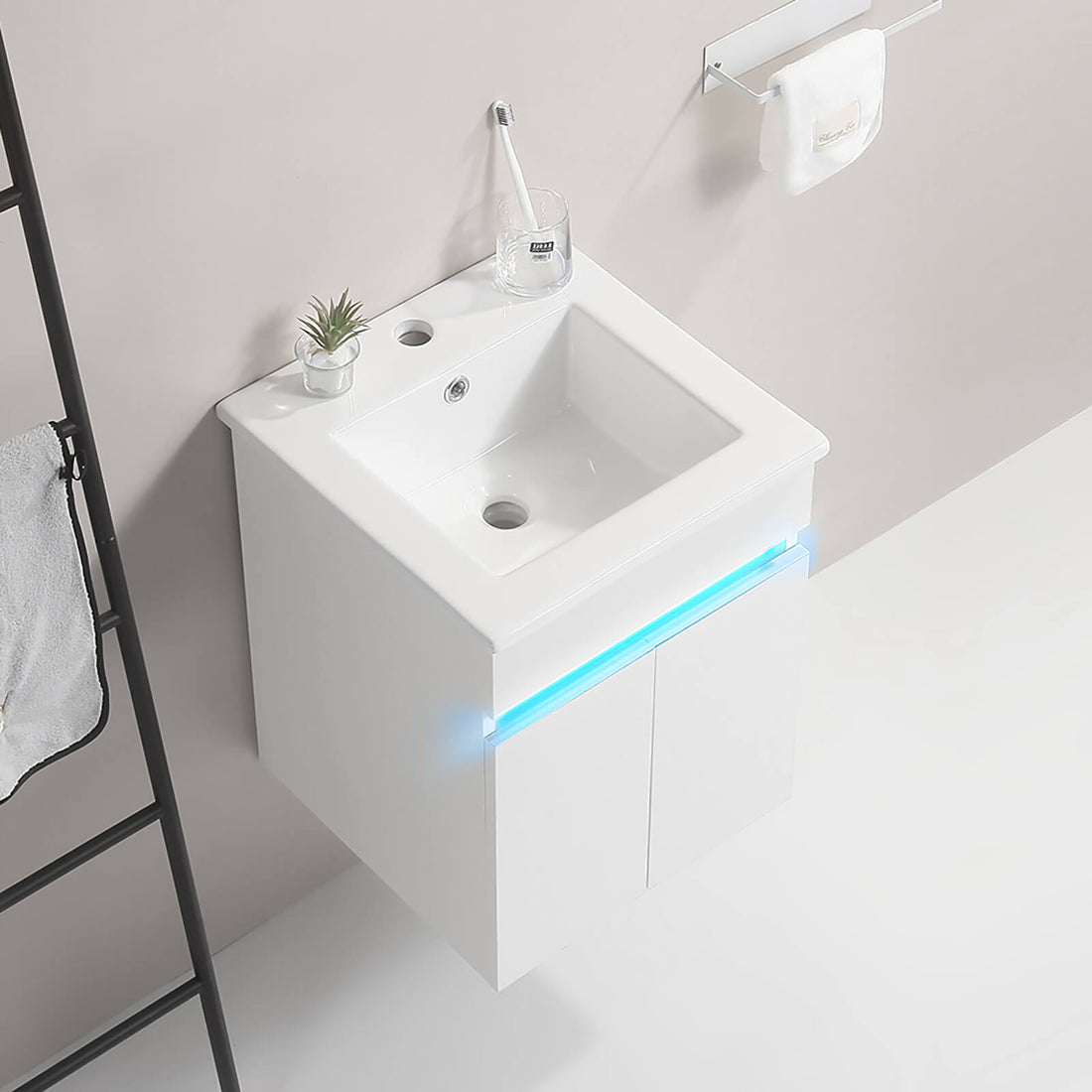 16 inch wall mounted bathroom vanity with motion light