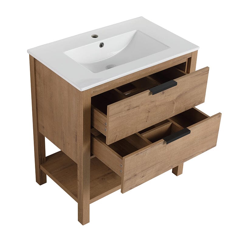 30-inch Freestanding Plywood Bathroom Vanity With Tops and 2 Drawers