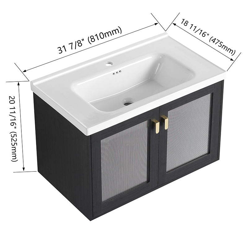 32 inch black single sink bathroom vanity dimensions details