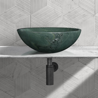 16" Green Marble Round Above-Counter Bathroom Sink