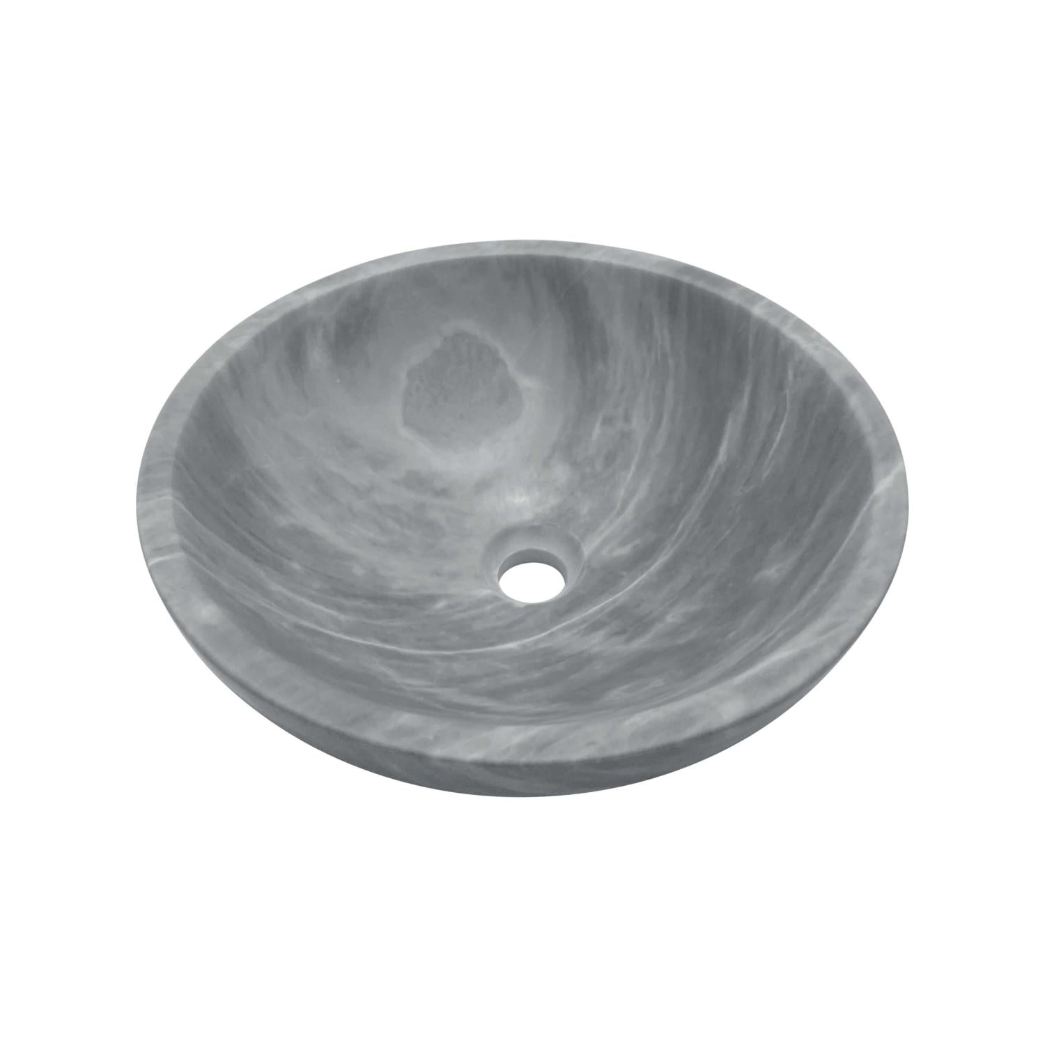 16" Gray Marble Round Above-Counter Bathroom Sink