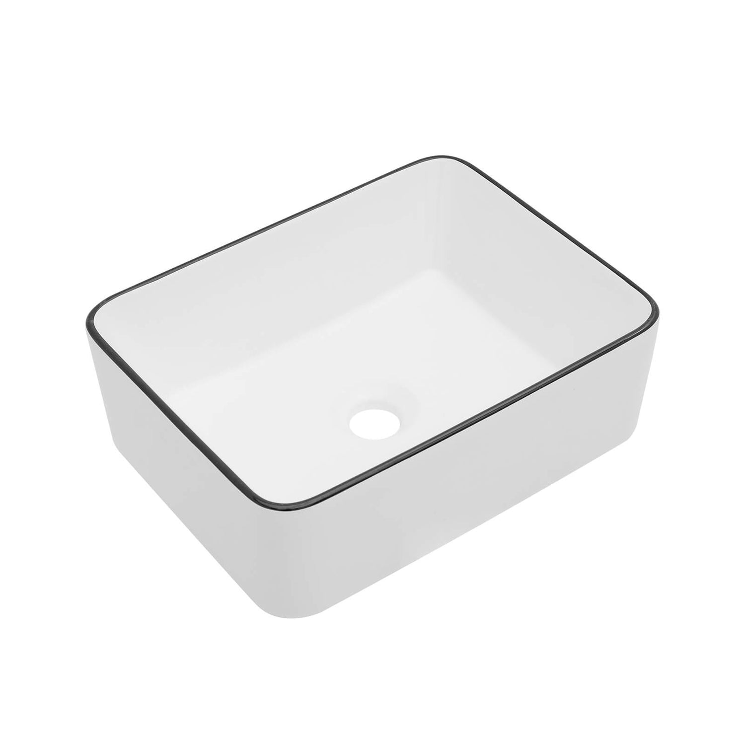 16x12 inch modern ceramic vessel sink with black edge