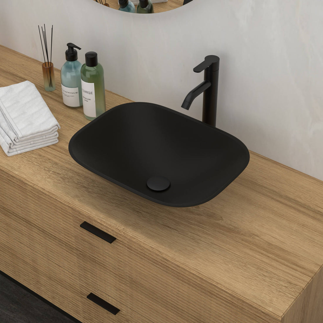 18 IN x 14 IN Tempered Glass Bathroom Sink with Faucet and Pop Up Drain