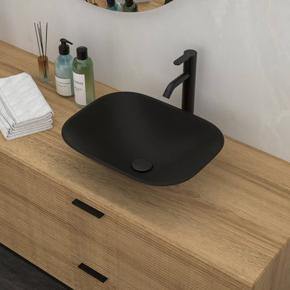 18 IN x 14 IN Tempered Glass Bathroom Sink with Faucet and Pop Up Drain