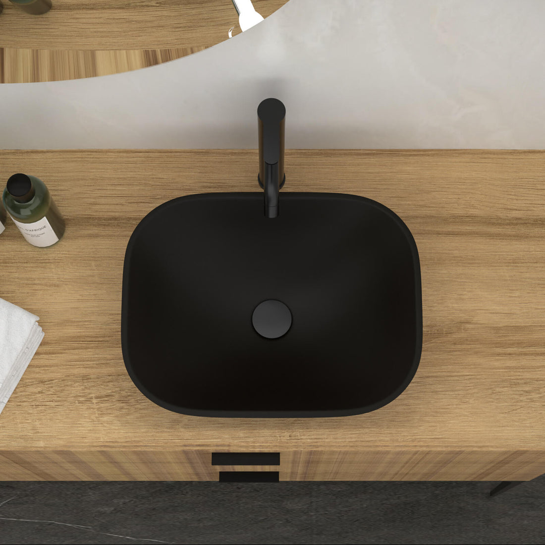 18 x 14 black tempered glass bathroom sink with faucet