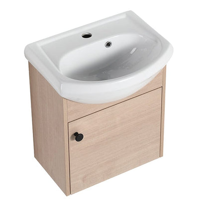 18 Inch Small Size Bathroom Vanity With Ceramic Sink, Wall Mounting Design