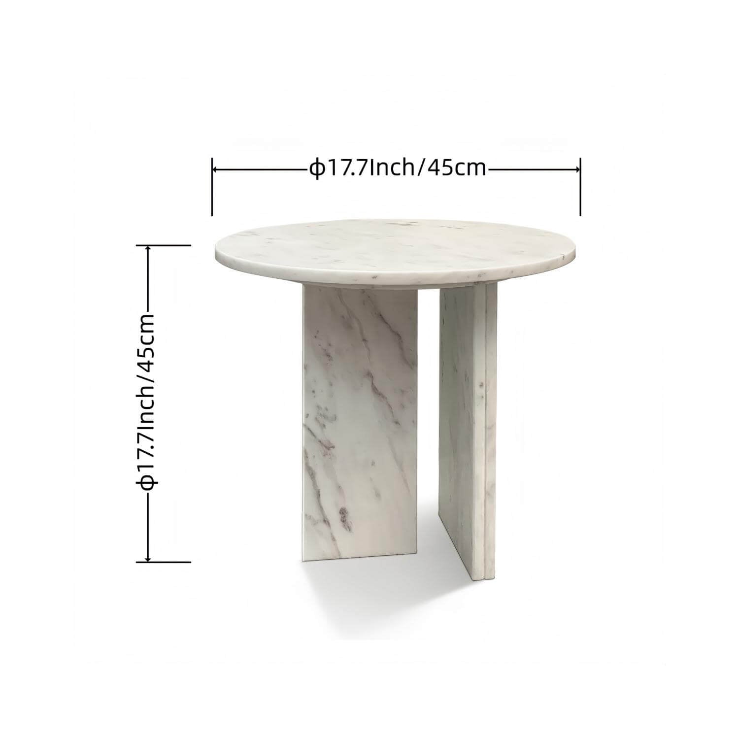 18" Modern Round White Natural Marble Side Table for Bathroom and Livingroom