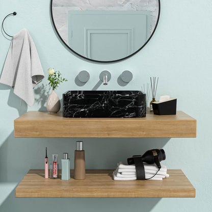 19x15 inch ceramic bathroom sink with black marble finish