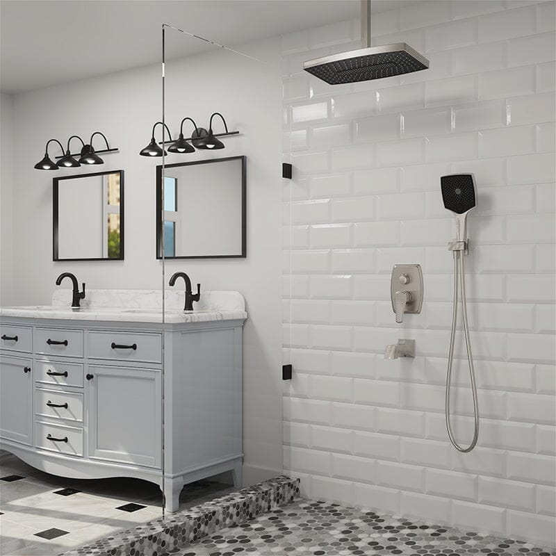 Shower Systems 14" Rectangular Ceiling Shower Head with Hand Shower &amp; Tub Spout