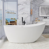 67'' Single Slipper Tub Solid Surface Stone Resin Freestanding Soaking Bathtub