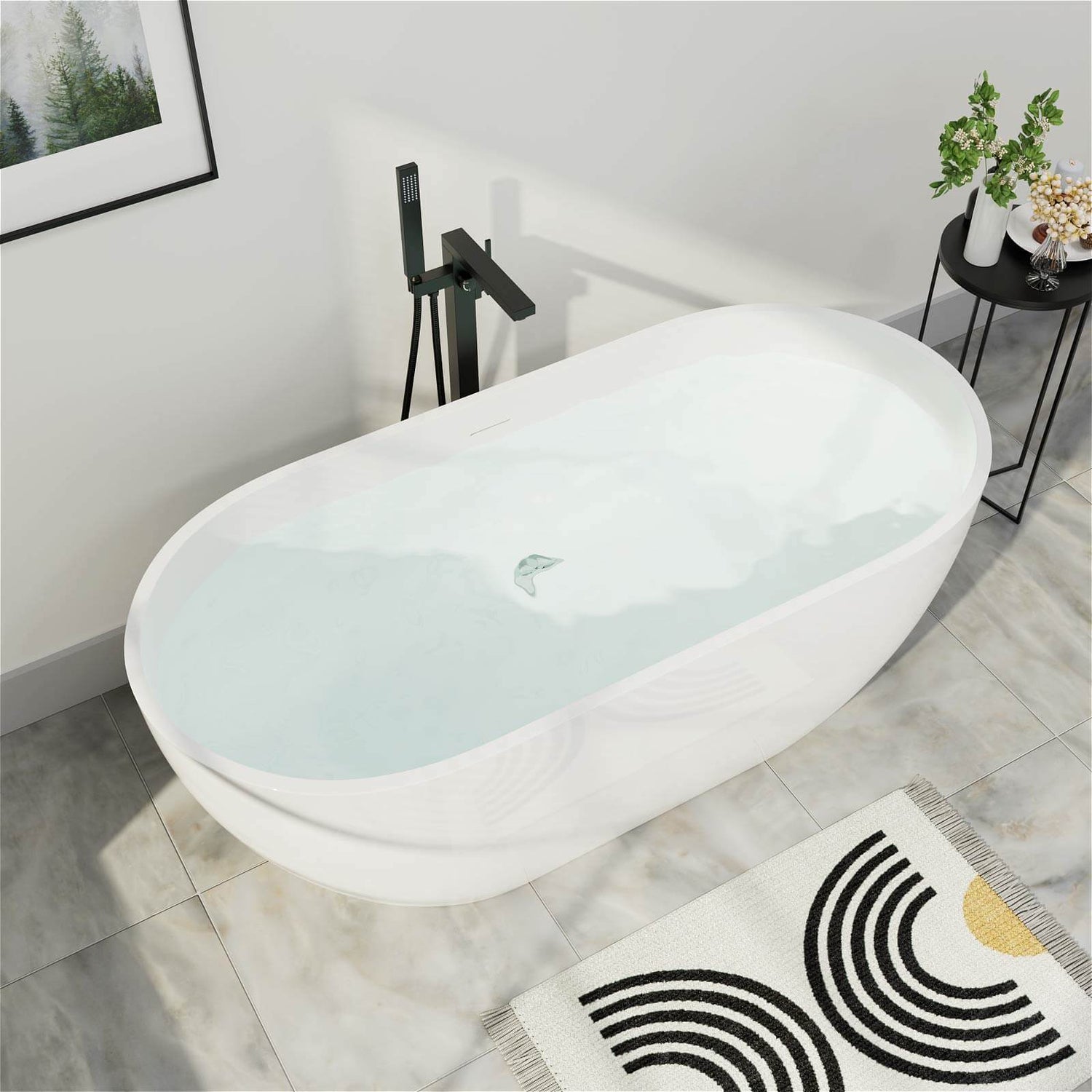 178x58 cm ovale Acryl-Badewanne freistehend