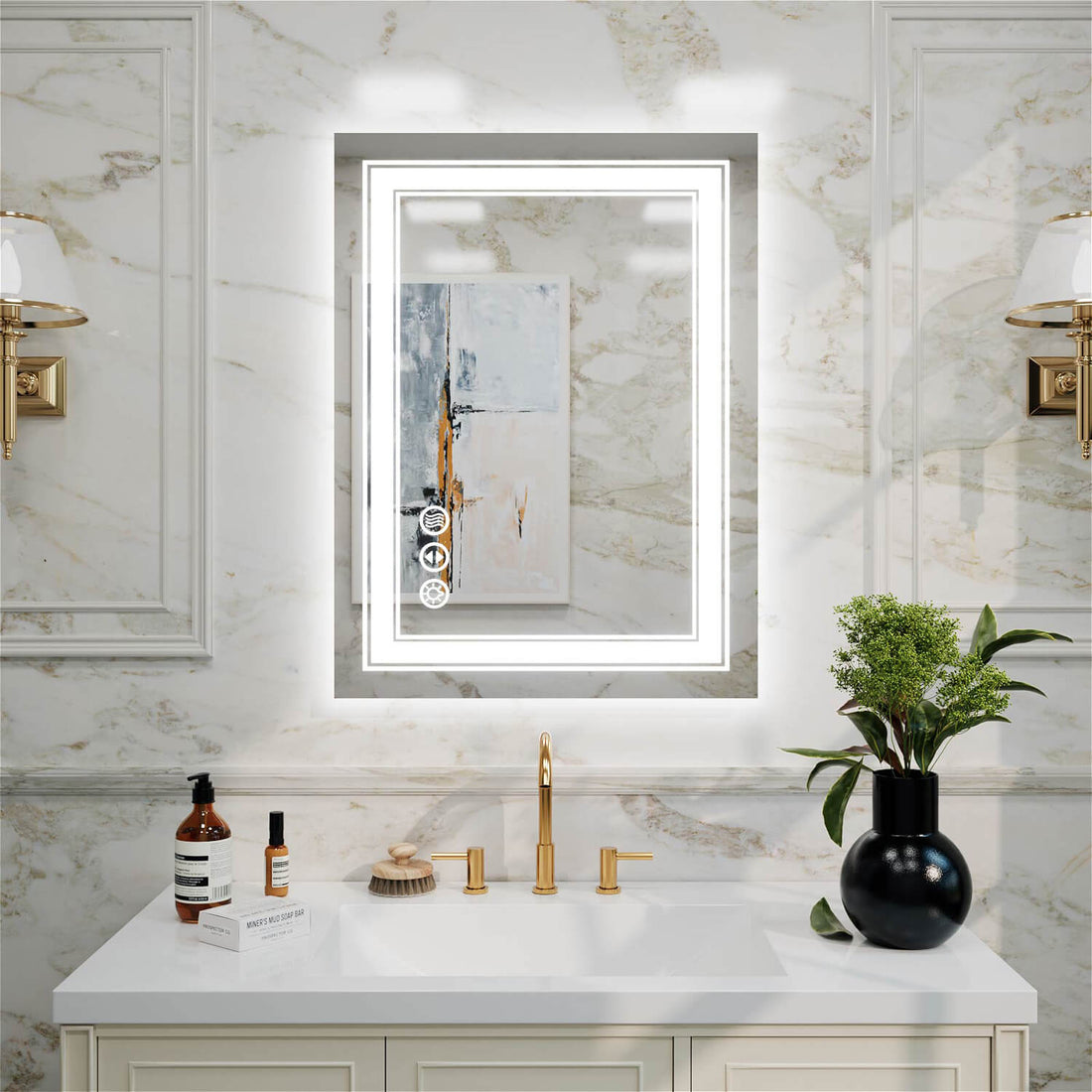 24"x32" LED Bathroom Mirror Anti-Fog Shatterproof ETL Certified