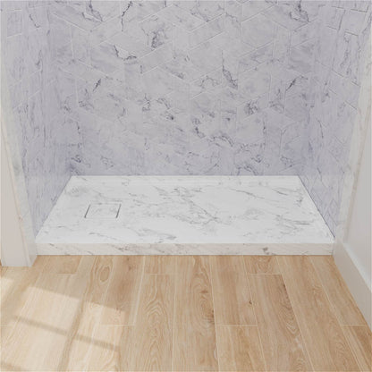 left drain walk-in shower base with textured surface