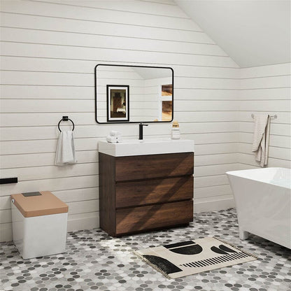 36 Inch Bathroom Vanity with Sink Floor Mounted Floating One-Piece Sink Cabinet