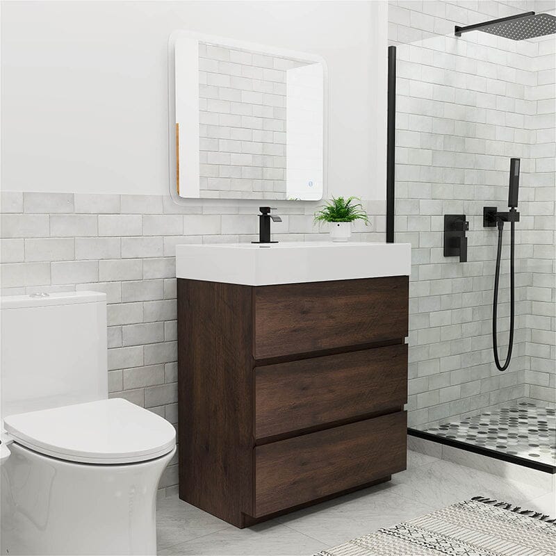 30 Inch Bathroom Vanity with Sink Floor Mounted One-Piece Sink Cabinet