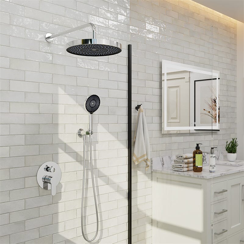 10&quot; Wall Mount Round Shower Set with Head Shower &amp; Hand Shower Combo Set