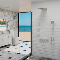 23'' Wall Mounted Waterfall Rain Shower System With 3 Body Sprays & Hand Shower
