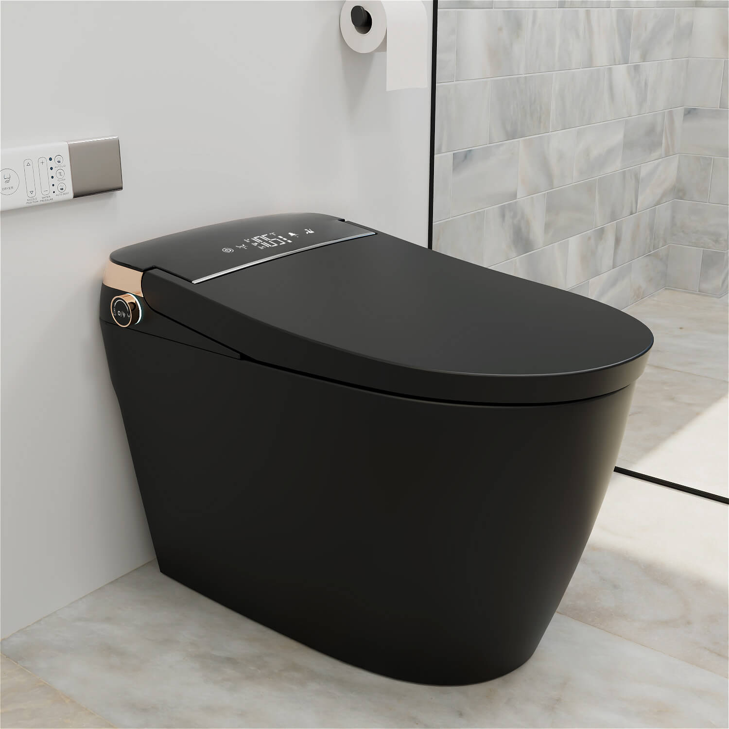 One Piece Smart Toilet with Bidet Built in, LED Night Light, Heated Seat, Warm Water