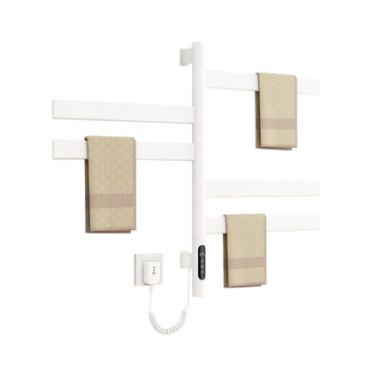 Heated Towel Racks for Bathroom, 180° Rotating Wall Mounted Towel Warmer with Flat 5 Bar