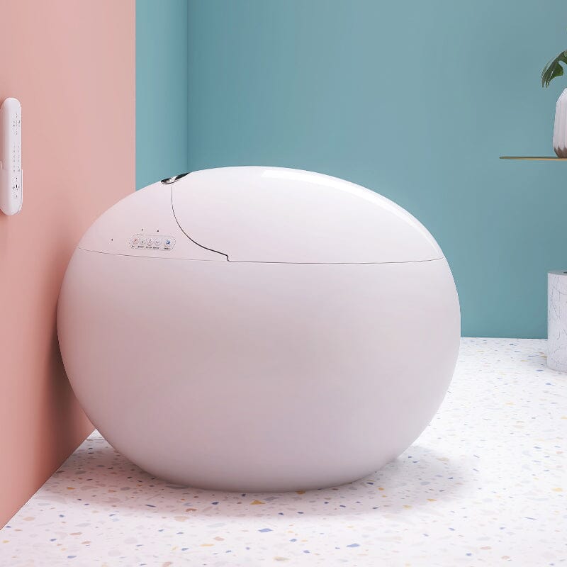 Modern White Egg-Shaped Smart Toilet with Remote Control