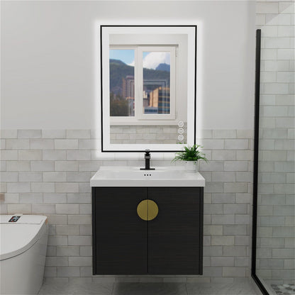 GIVING TREE 28&quot;/32&quot;/36&quot;/40&quot; LED Bathroom Mirror with Black Frame, Anti-Fog, Shatter-Proof, Memory, 3 Colors