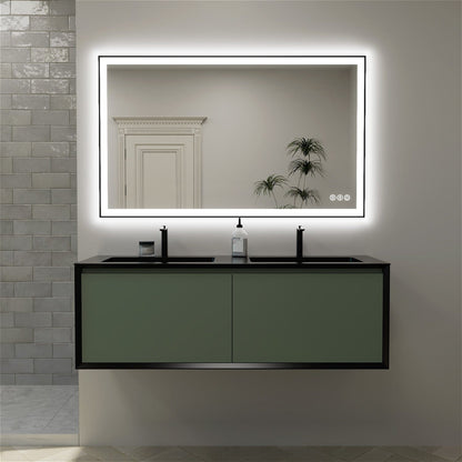 GIVING TREE 60&quot;/72&quot;/84&quot; LED Bathroom Mirror with Black Frame, Anti-Fog, Shatter-Proof, Memory, 3 Colors