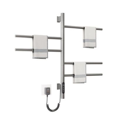 Heated Towel Racks for Bathroom, 180° Rotating Wall Mounted Towel Warmer with Built-in Timer