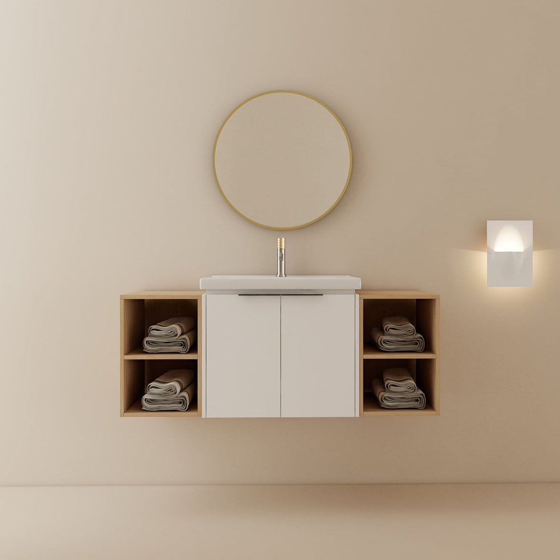 Giving Tree 48" Wall-mounted Bathroom Vanity with Sink and Two Storage Shelves