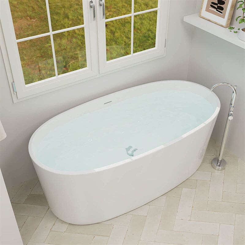 Giving Tree 67&quot; Acrylic Modern Bathtub Oval Shape Freestanding Soaking Tub