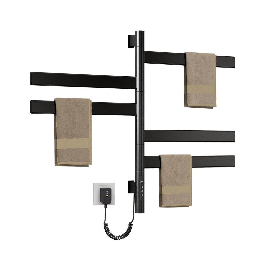 Heated Towel Racks for Bathroom, 180° Rotating Wall Mounted Towel Warmer with Flat 5 Bar