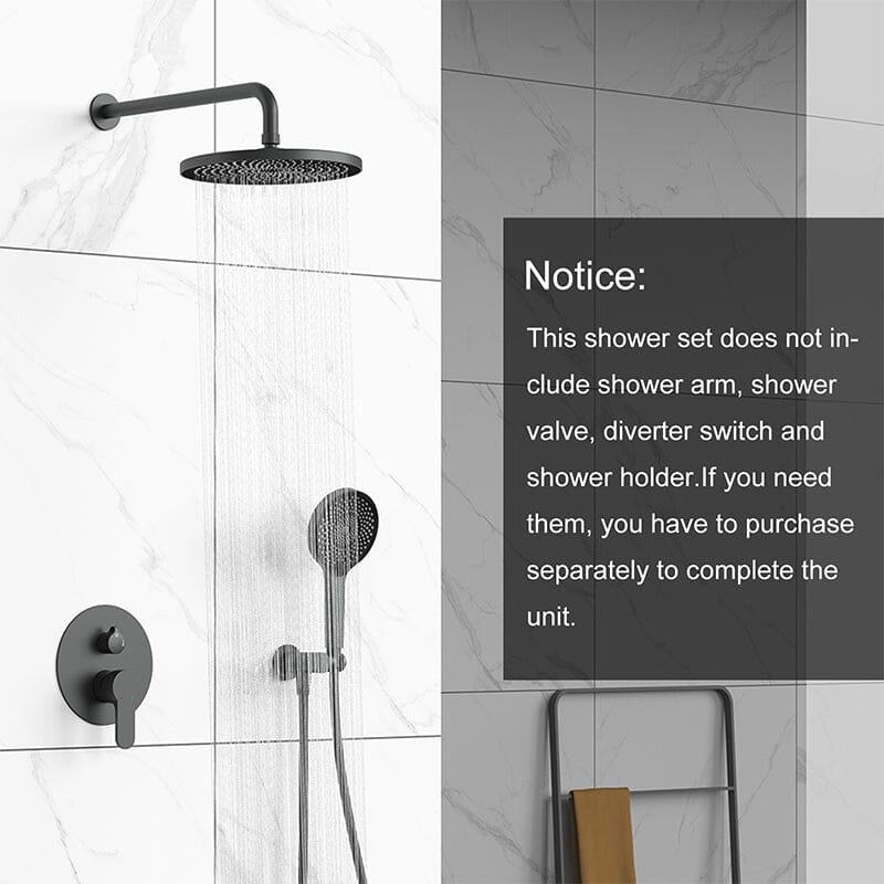 10&quot; Round Shower Head &amp; Hand Shower with Hose Replacement Accessories