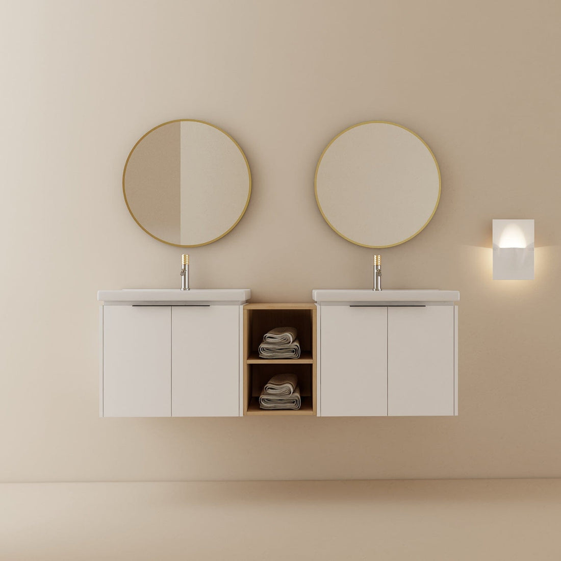 Giving Tree 60" Wall-mounted Bathroom Vanity with Sink and Storage Shelves