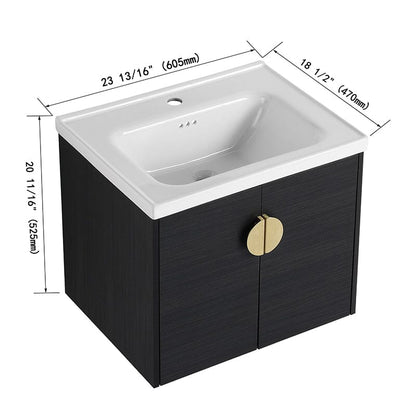 24 Inch Small Bathroom Vanity Cabinets With Sink Float Mounting Design,Soft Close Doors