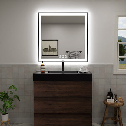 GIVING TREE 28&quot;/32&quot;/36&quot;/40&quot; LED Bathroom Mirror with Black Frame, Anti-Fog, Shatter-Proof, Memory, 3 Colors