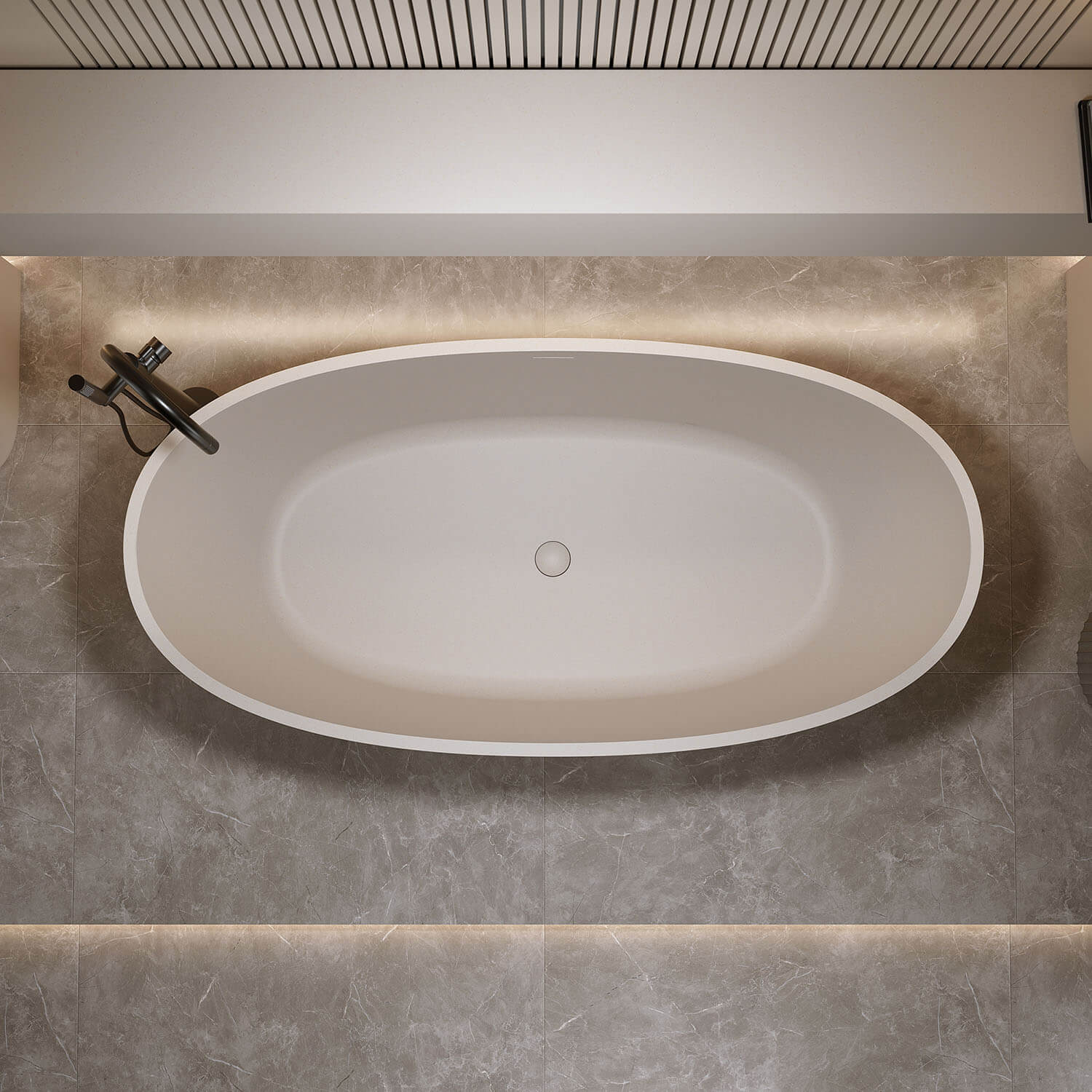 145 cm beige freistehende Badewanne – langlebig und leicht zu reinigen