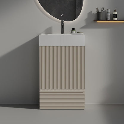 20 inch Compact Fluted Gray Freestanding Bathroom Vanity