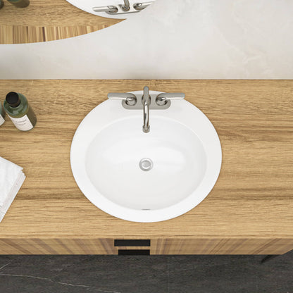 20 inch round drop in ceramic bathroom sink with glossy finish