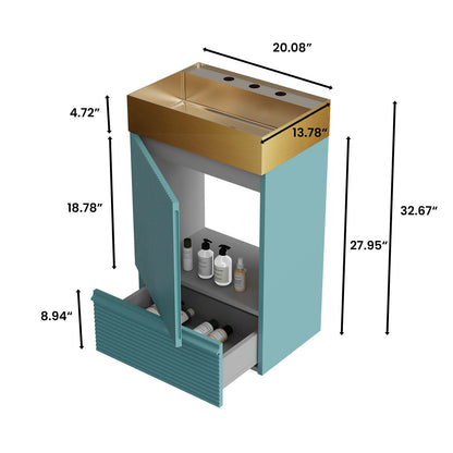 20-inch fluted green freestanding bathroom vanity dimensions