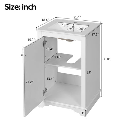 20-inch white freestanding bathroom vanity dimensions