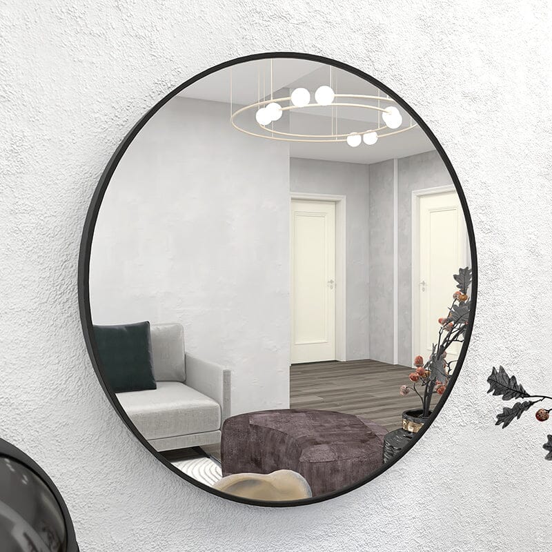 24&quot; Round Black Border Wall Mirror for Make Up Vanity