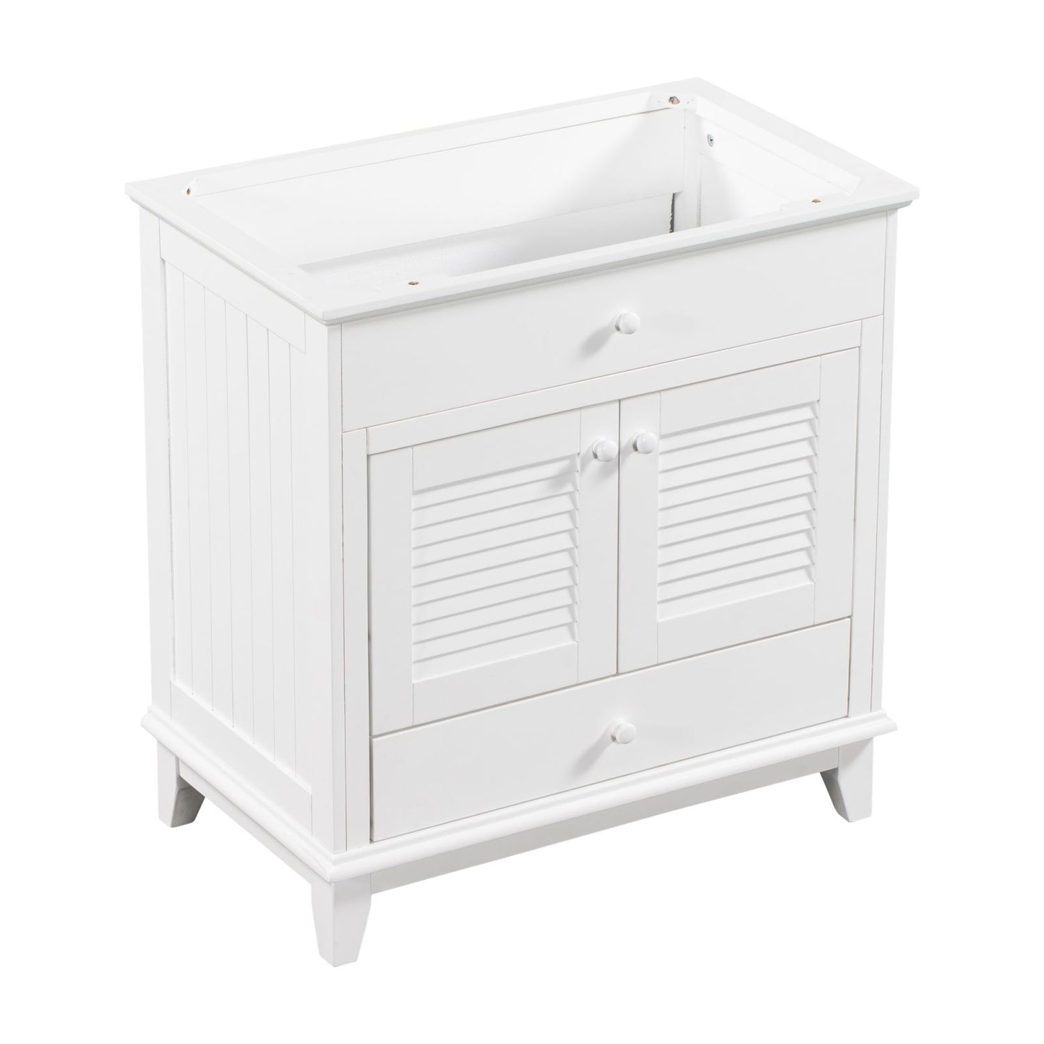 White wooden bathroom cabinet without sink