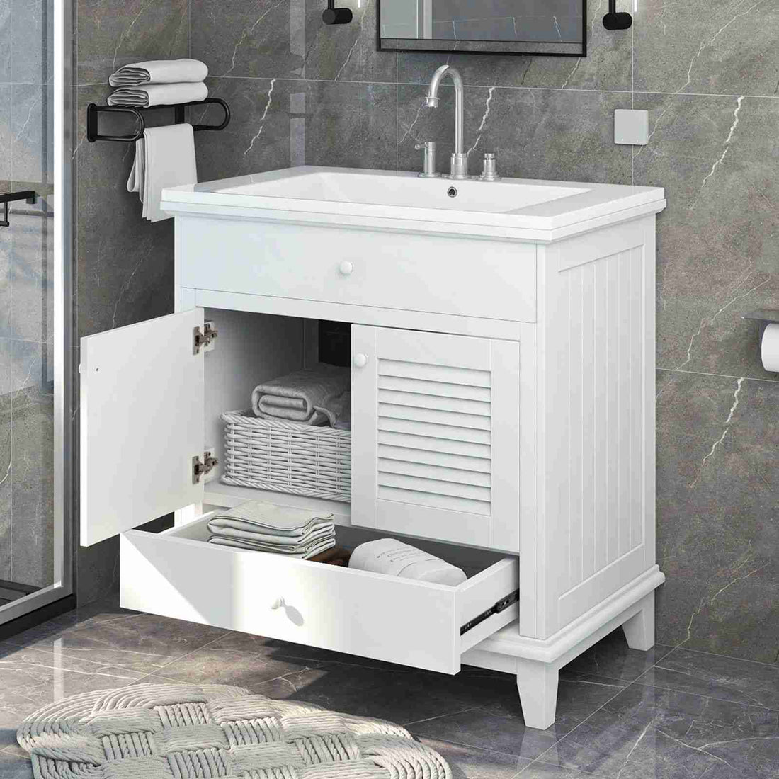 30" white bathroom vanity