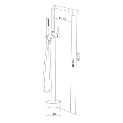 Matte Black Independent Tub Filler Faucet Size