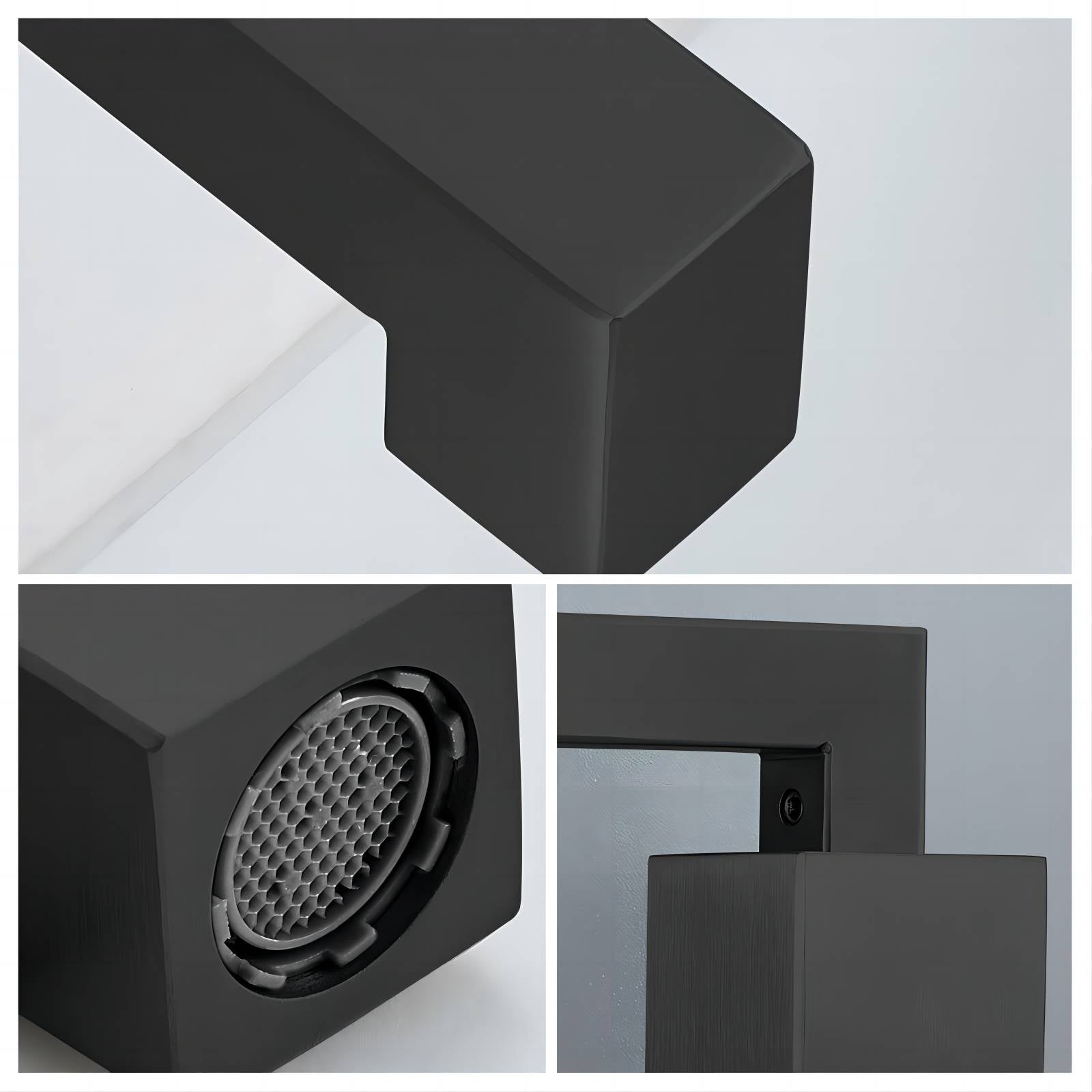 Matte black metal faucet partial