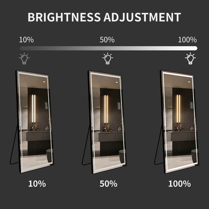 65"x21" Full Length LED Floor Mirror with 3-Color Dimmable Lights