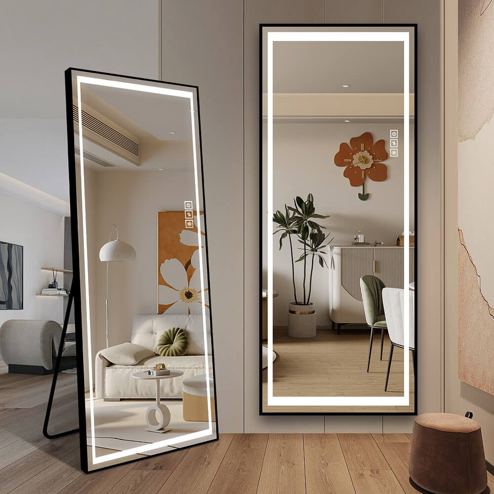 65"x21" Full Length LED Floor Mirror with 3-Color Dimmable Lights