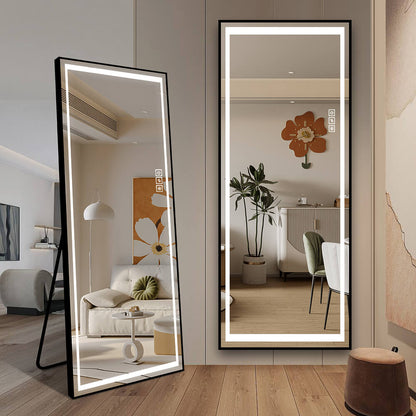 65"x21" Full Length LED Floor Mirror with 3-Color Dimmable Lights